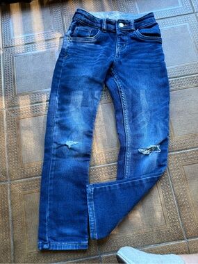 Cat & Jack boys Slim Dark Blue Distressed Jeans